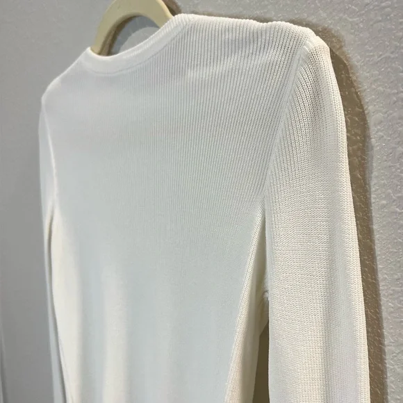 Ribbed Ivory/White Gold Zipper Top Size Small - Picture 6 of 10